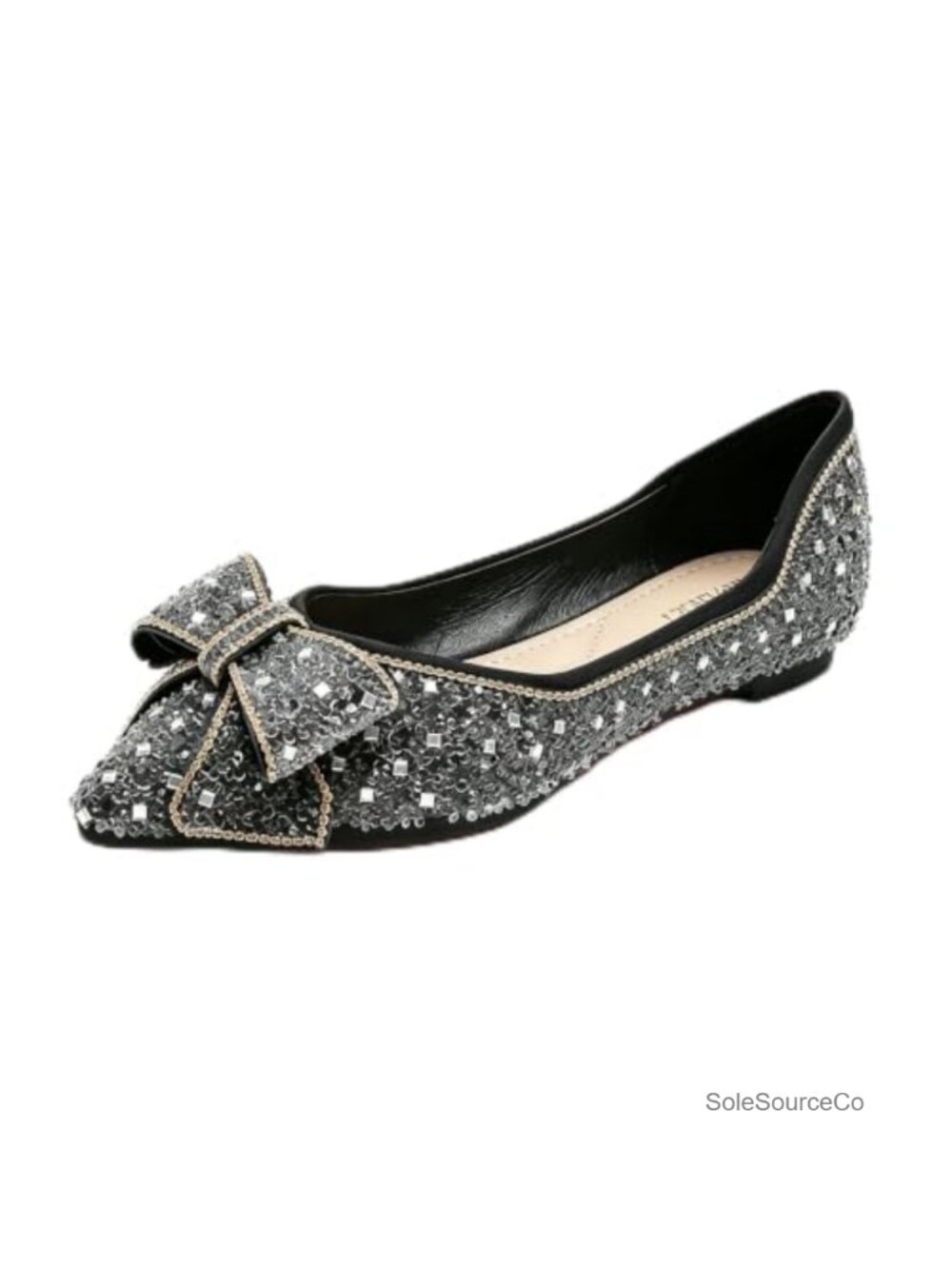 Women's Rhinestone Flats Pointed Toe Ballet Flats Memory Foam Wedding Evening